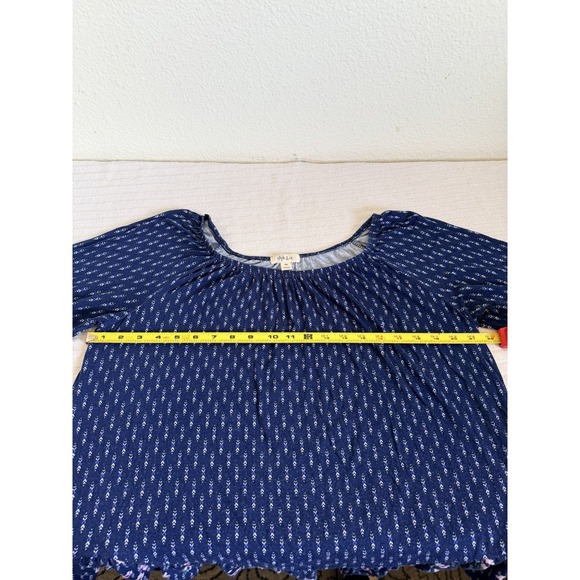 Style & Co Blue Floral Peasant Blouse PXL 3/4 Sleeve Boho Stretch Top - Picture 9 of 14
